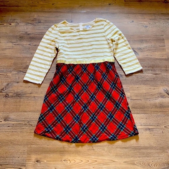 Crown & Ivy Knit to Woven Plaid/Stipe Dress XL - Picture 1 of 6